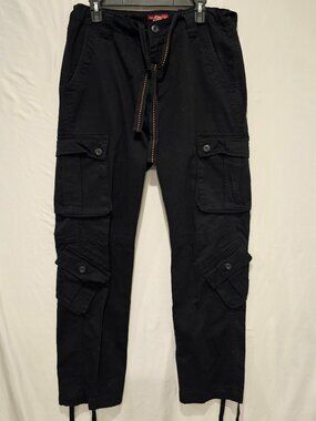 Matchstick Men Black Wild Cargo Pants Size XL 34 Cotton Tactical Utility Pockets